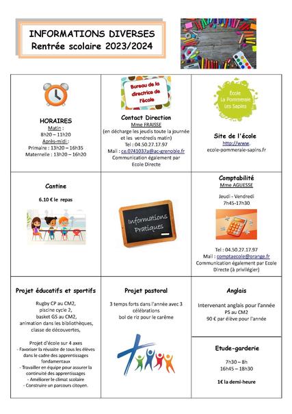 Informations diverses 2023-2024